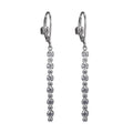 Lady's White Sterling Silver Cz Long Dangle Earrings