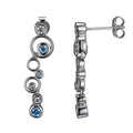 Lady's White Sterling Silver Blue Topaz Drop Earrings