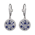 Lady's White Sterling Silver Blue Stones Dangle Earrings
