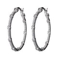 Lady's Yellow Sterling Silver  Cz Medium Hoop Earrings