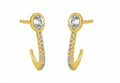 14K Yellow Gold Diamond J-Hoop Push Back Earrings