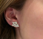 14K White Gold Floral Diamond Composite Earrings