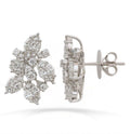 14K White Gold Floral Diamond Composite Earrings