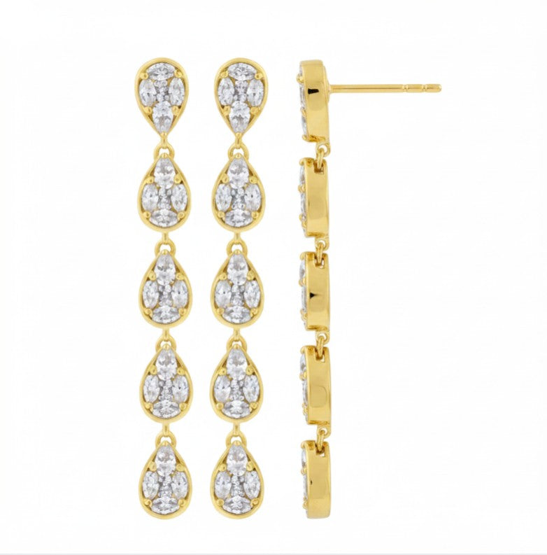 18K Gold Diamond Drop Earrings