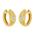 14K Yellow Gold Huggie Hoops with Marquise Diamonds