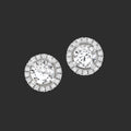 14K White Gold Halo Stud Earrings