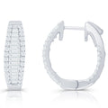 14K White Gold Diamond Hoop Earrings