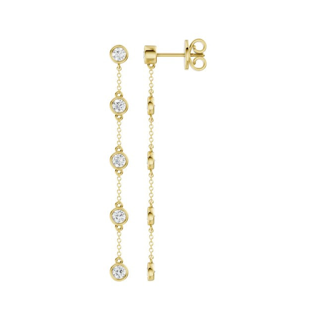 14K Yellow Gold Lab Grown Diamond Dangle Earrings