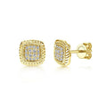 14K Yellow Gold Button Diamond Earrings