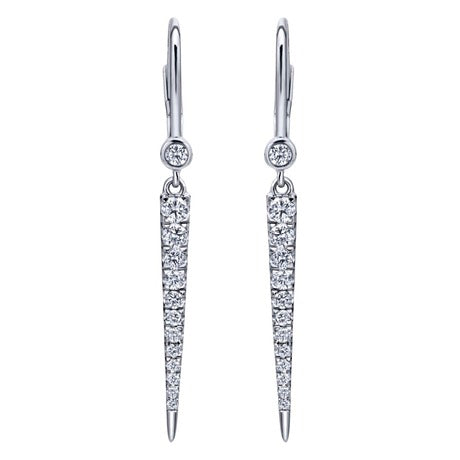 Lady's White 14 Karat Dangle Earrings With 0.35Tw Round Diamonds