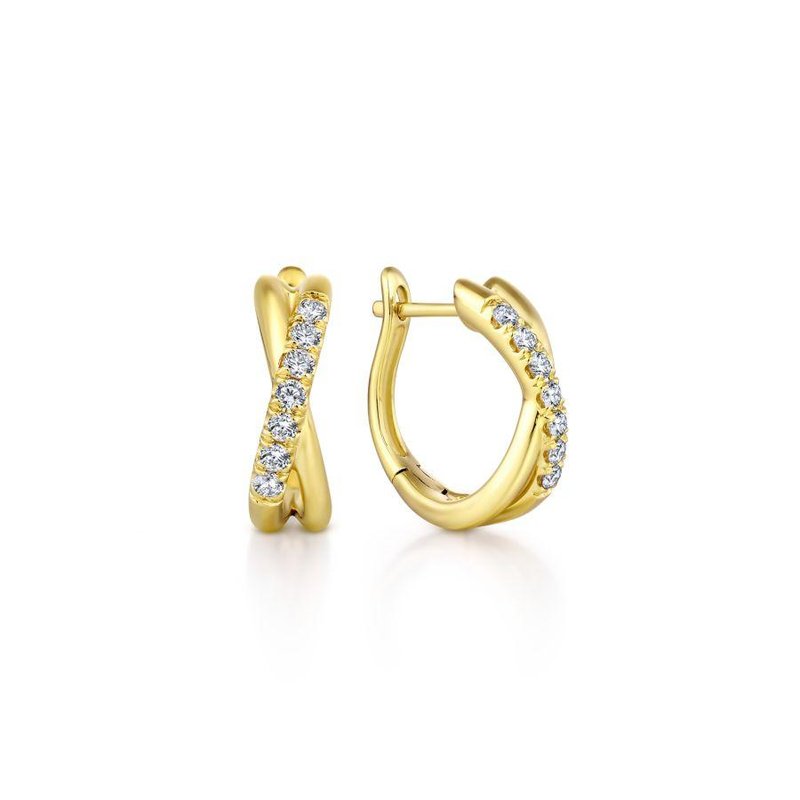 Lady's Yellow 14 Karat Diamond Huggie Earrings