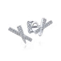 Lady's White 14 Karat Diamond X Stud Earrings
