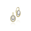 Lady's Yellow 14 Karat Twisted Oval Diamond Drop Earrings