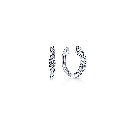 14K White Gold Diamond Huggie Earrings