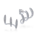 Lady's White 14 Karat Triple Diamond Huggie Earrings