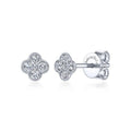 Lady's White 14 Karat Flower Stud Earrings