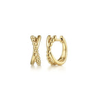 14K Gold Crossover Bujukan Huggie Earrings