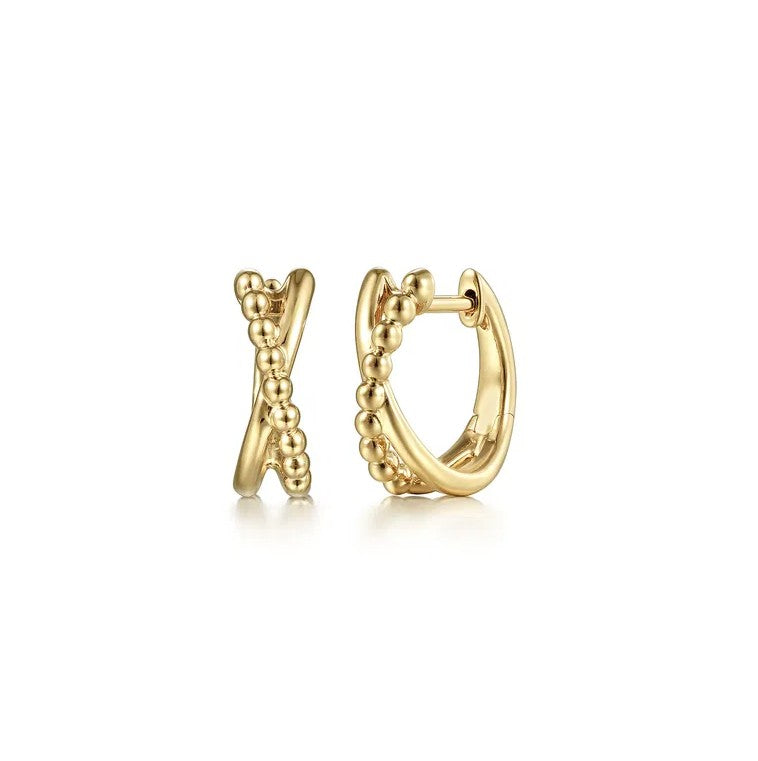 14K Gold Crossover Bujukan Huggie Earrings