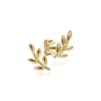 14K Gold Leaf Crawler Stud Earrings