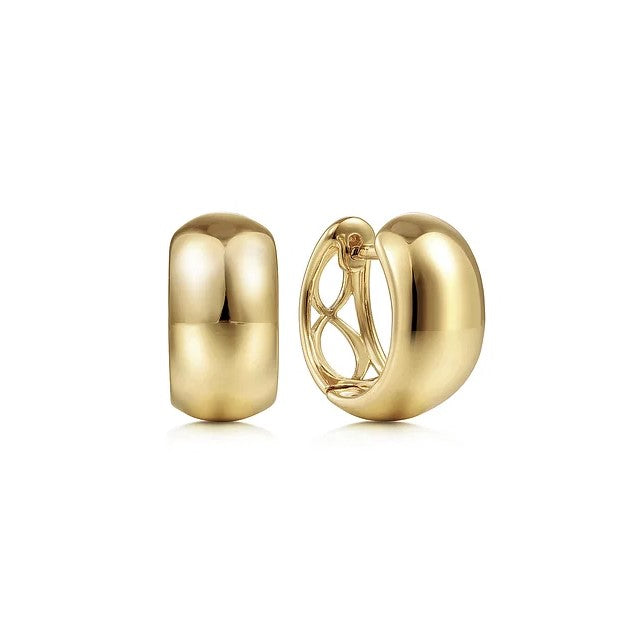 14K Yellow Gold Polished Huggie Earrings