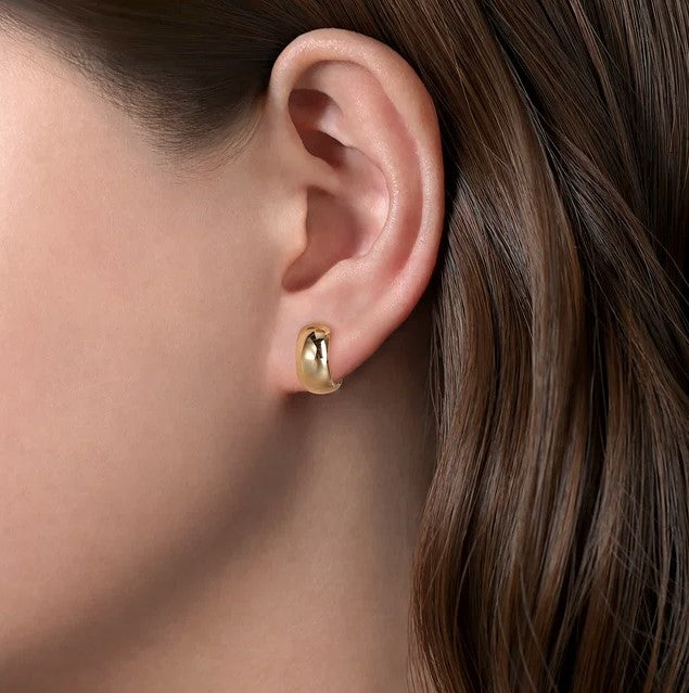 14K Yellow Gold Polished Huggie Earrings