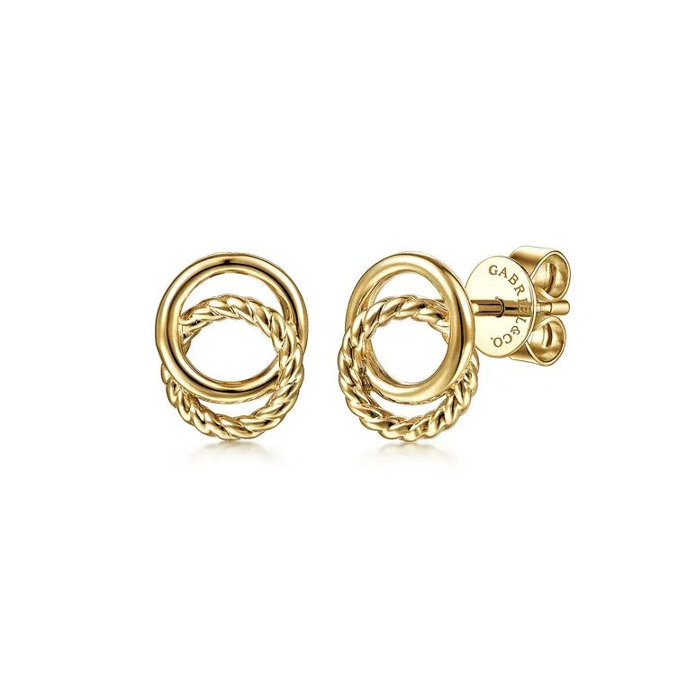 14K Gold Rope Studs Earrings