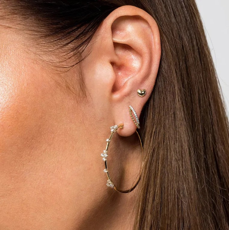 14K Gold Heart Stud Earrings
