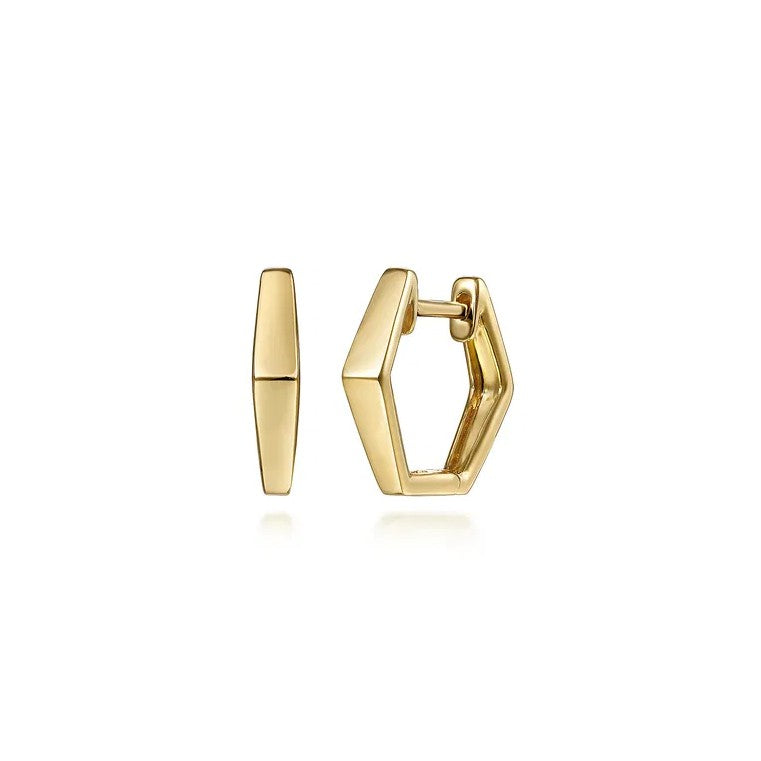 14K Gold Geo Cut Huggie Earrings