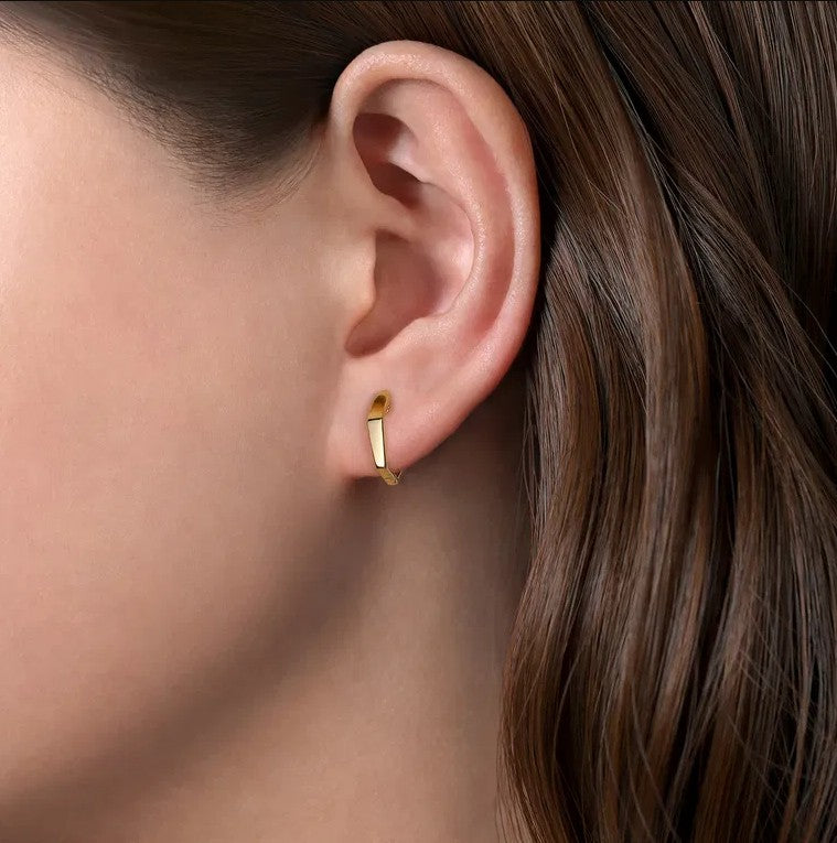 14K Gold Geo Cut Huggie Earrings