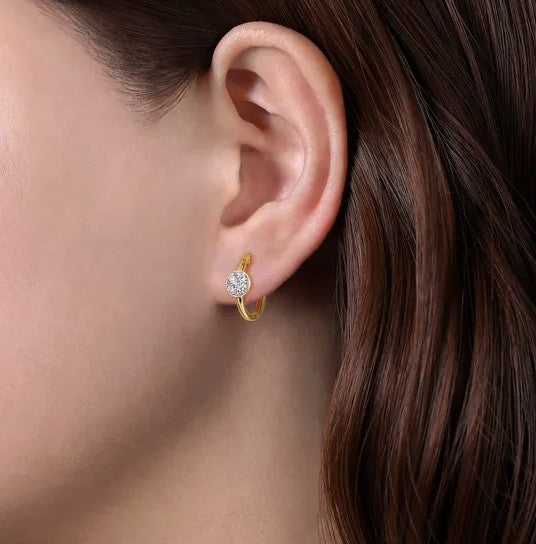 14K Yellow Gold Double Huggie Earrings