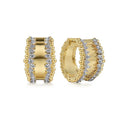 14K Yellow Gold Diamond Huggie Hoop Earrings