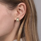 14K Yellow Gold Diamond Huggie Hoop Earrings