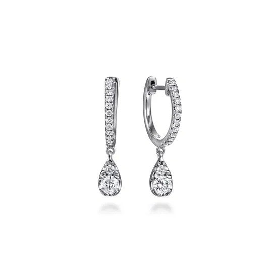 14K White Gold Diamond Drop Earrings