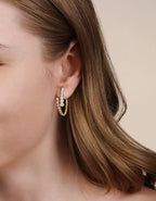 14K White & Yellow Gold Bujukan Graduating Bypass Diamond Hoop Earrings
