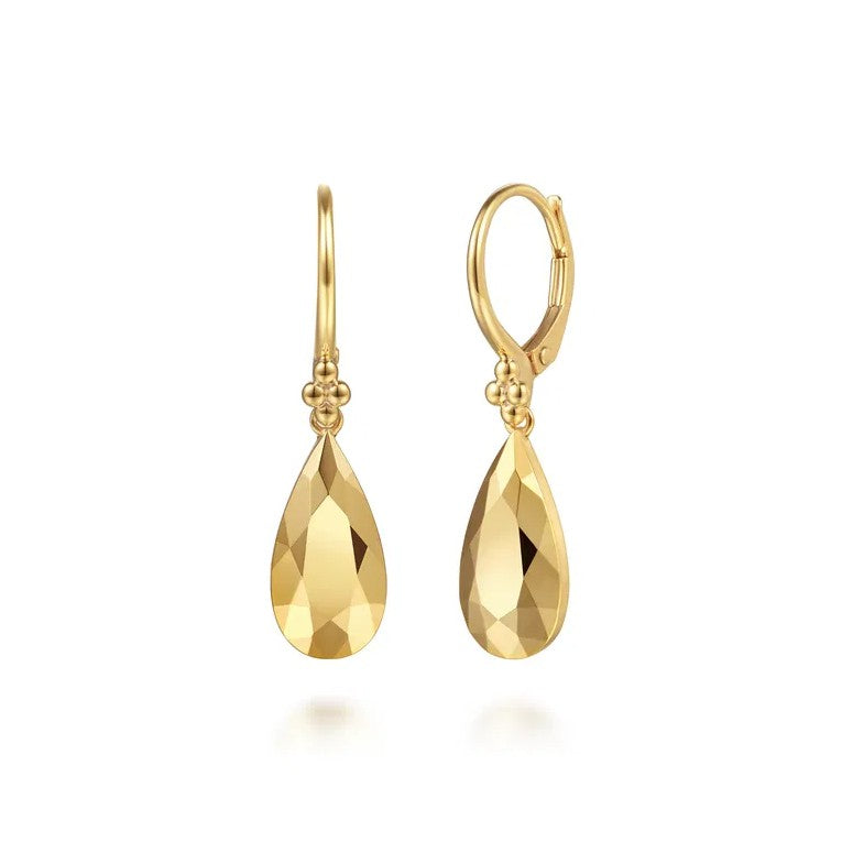 14K Gold Bujukan Drop Earrings With Lever Backs