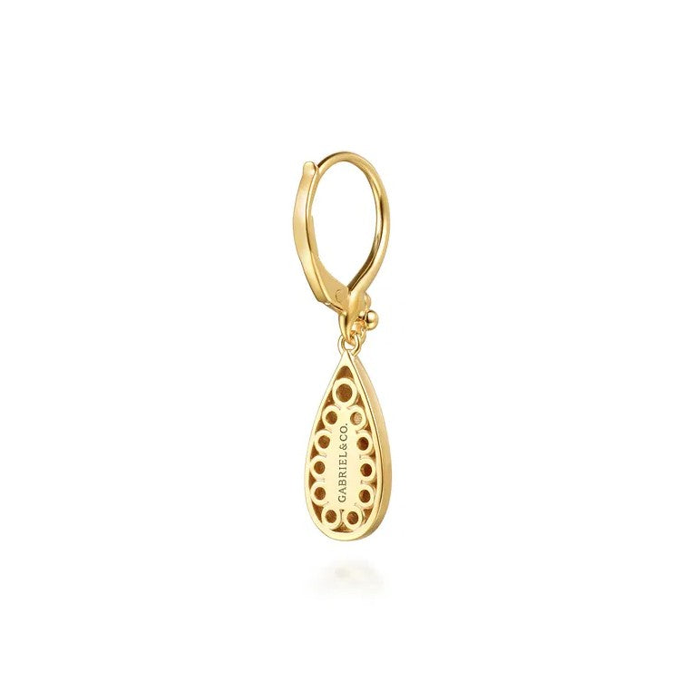 14K Gold Bujukan Drop Earrings With Lever Backs