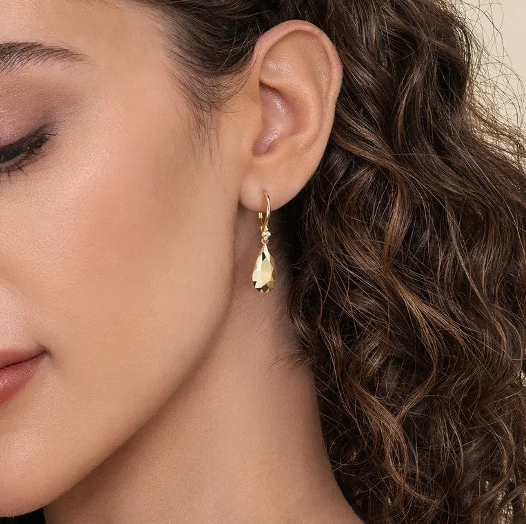 14K Gold Bujukan Drop Earrings With Lever Backs