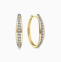Two Tone 14K Yellow & White Gold Diamond Hoop Earrings