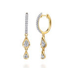 Two Tone 14K White & Yellow Gold Diamond Drop Earrings