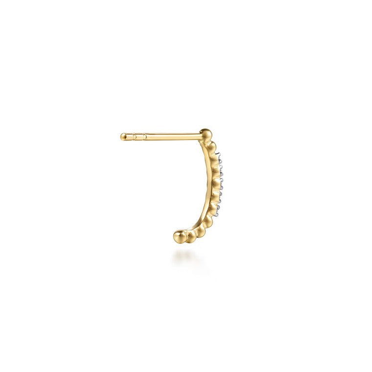 14K Yellow Gold Diamond J-Hoop Earrings