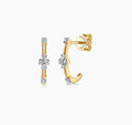 14K Yellow Gold J-Hoop Diamond Earrings