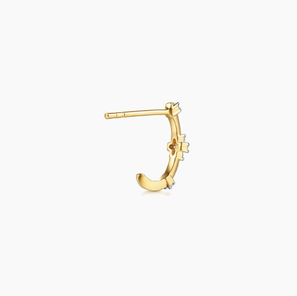 14K Yellow Gold J-Hoop Diamond Earrings