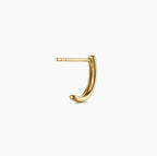 14K Gold Diamond J-Hoop Earrings
