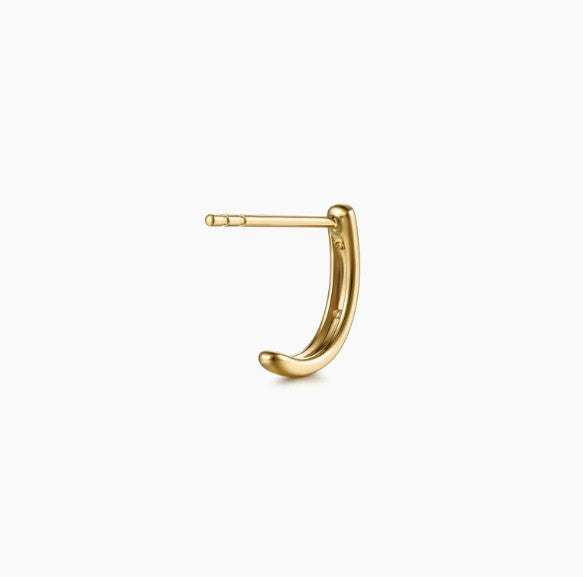 14K Gold Diamond J-Hoop Earrings