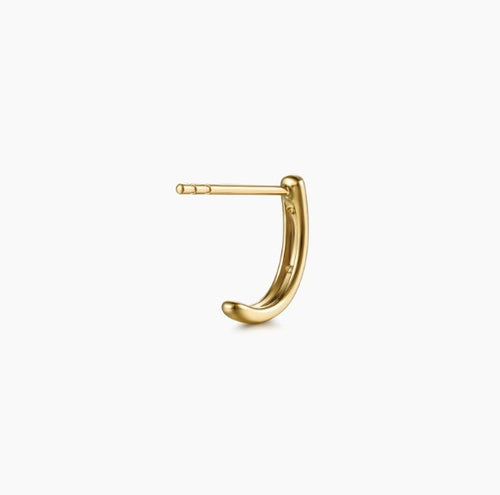 14K Gold Diamond J-Hoop Earrings