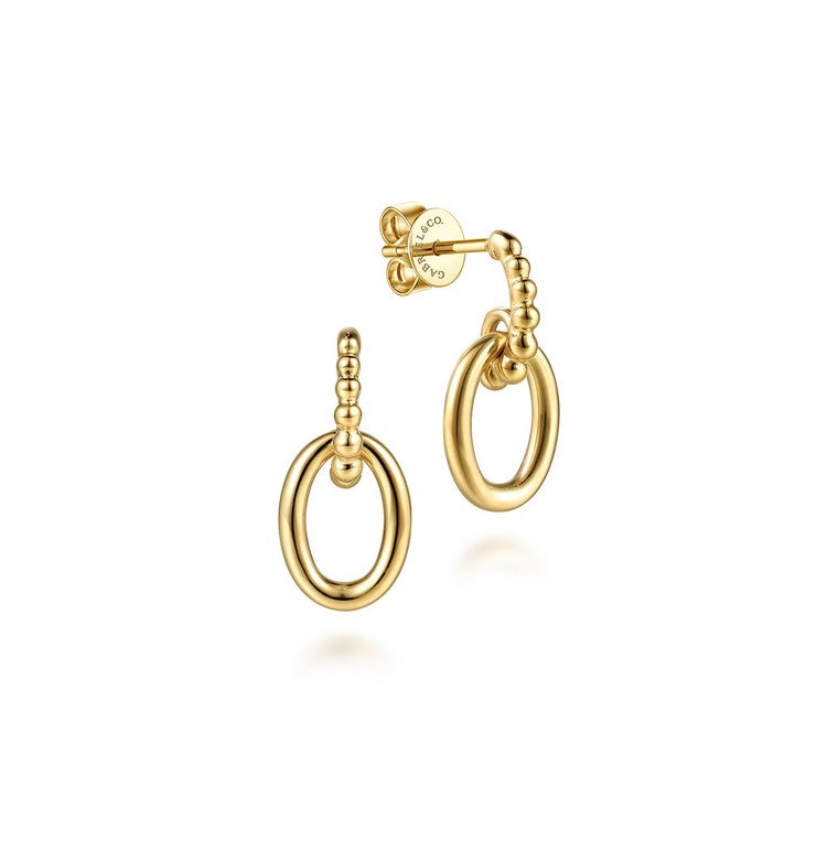 14K Gold Polished Bujukan Oval Drop Earrings
