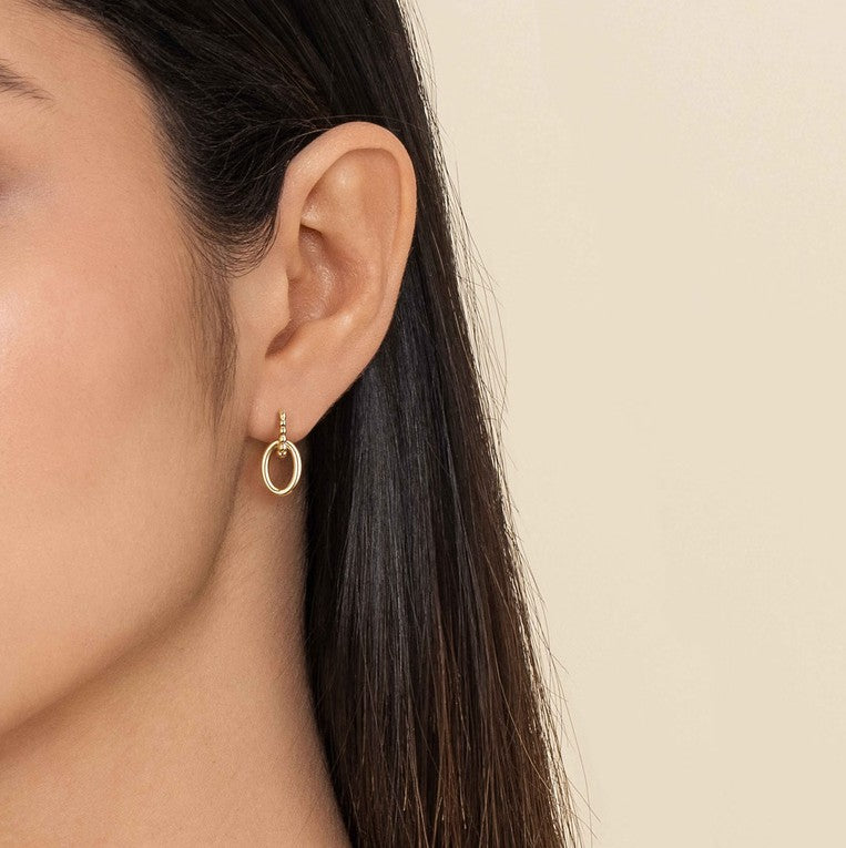 14K Gold Polished Bujukan Oval Drop Earrings