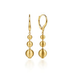 14K Yellow Gold Satin Bujukan Ball Drop Dangle Earrings