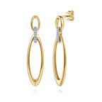14K Yellow & White Gold Diamond Drop Earrings