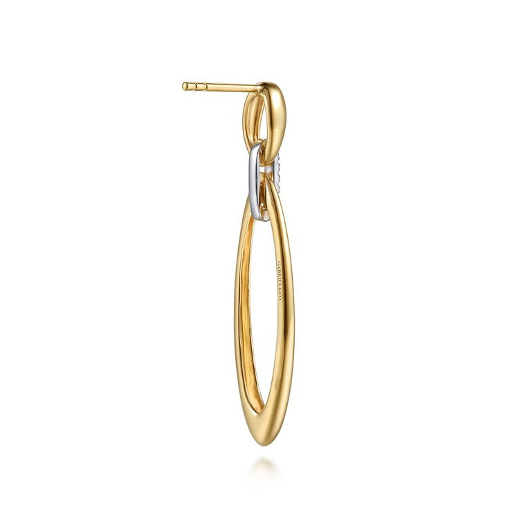14K Yellow & White Gold Diamond Drop Earrings